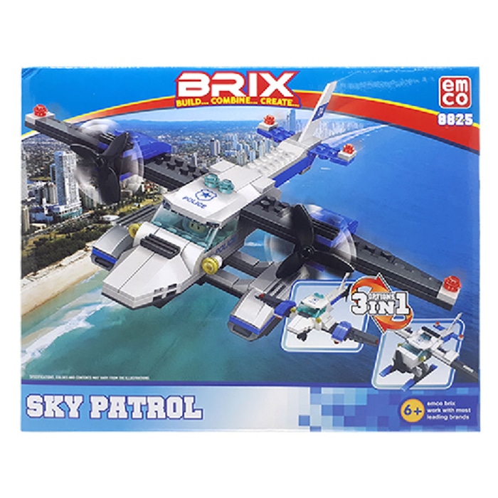 EMCO Sky Patrol Police Helicopter Brick Helicopter Toy Stacking Blocks
