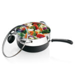Premier Aluminum Trendy Black Chef Pan with Steamer - 24cm